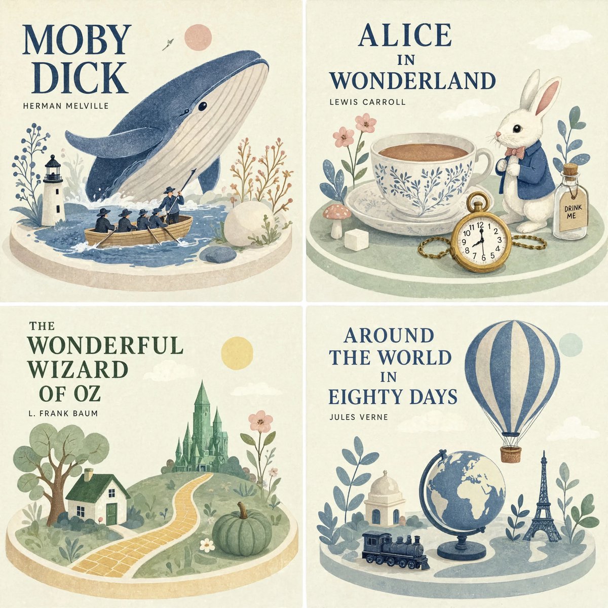 2x2 Grid Editorial Book Illustrations AI Prompt — AI result, variation 3 of 4