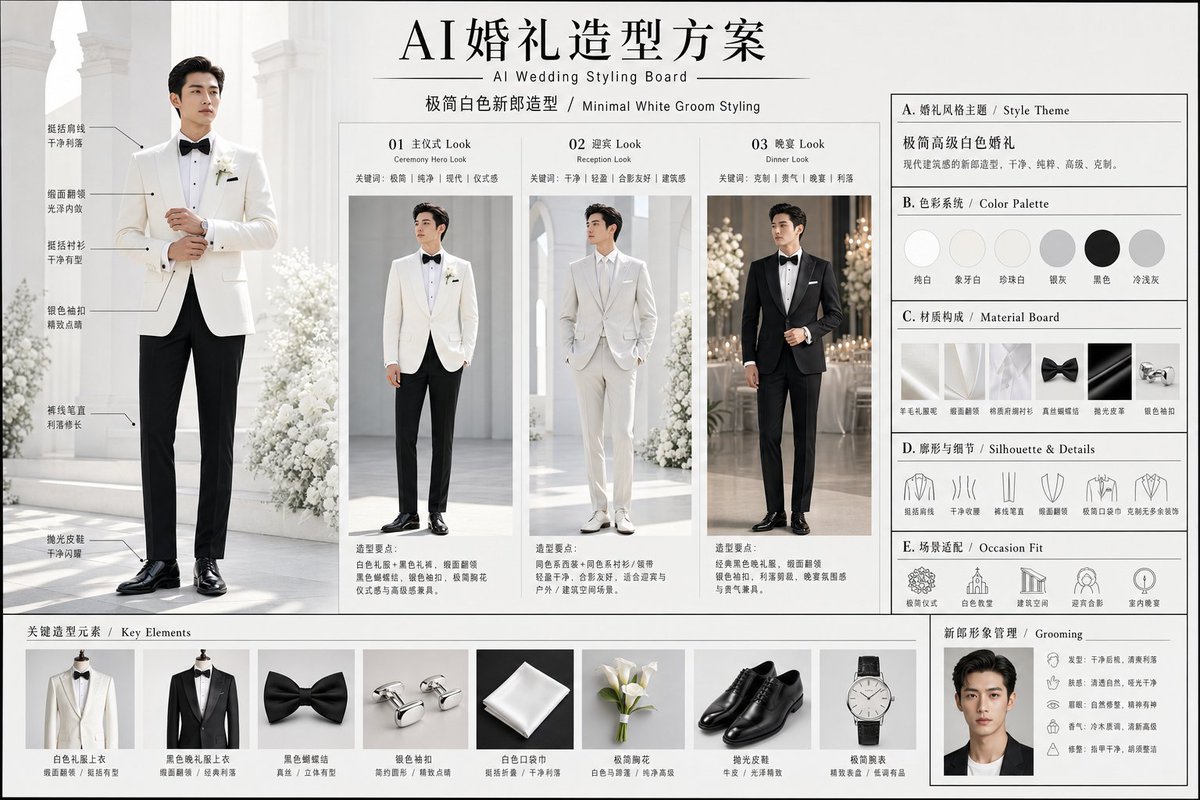 AI Wedding Styling Board for Bride and Groom — AI result, variation 2 of 4