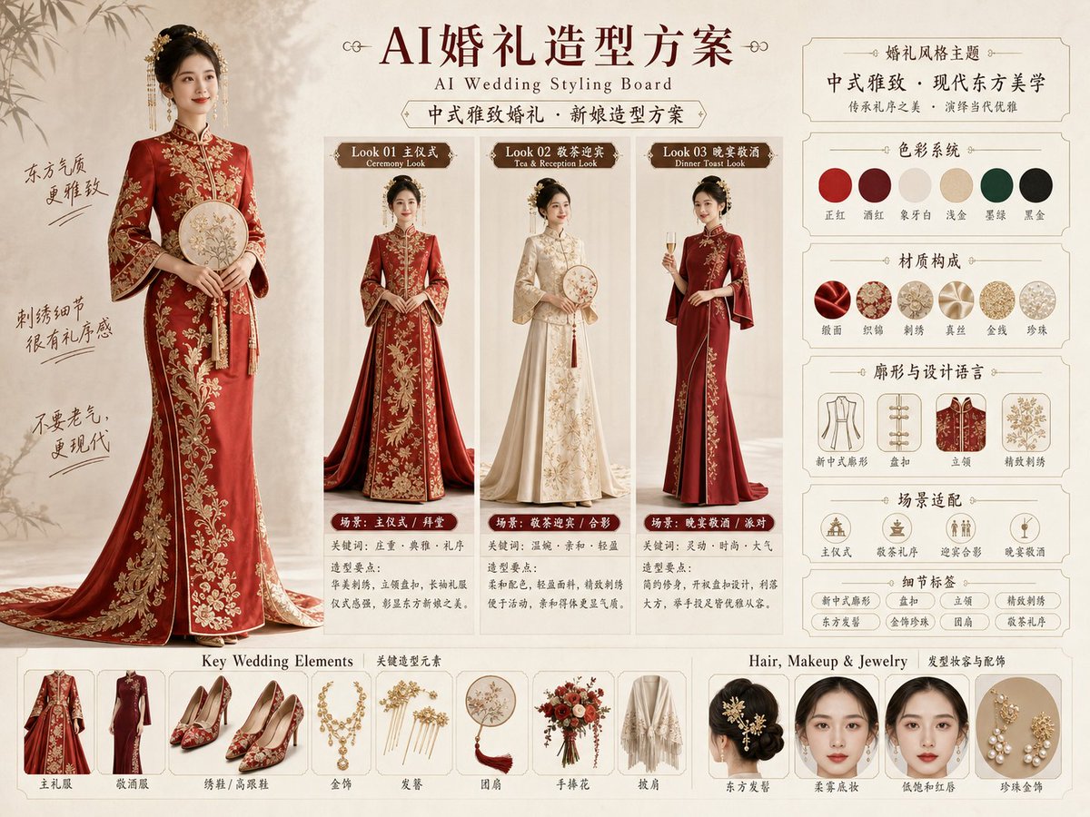 AI Wedding Styling Board for Bride and Groom — AI result, variation 3 of 4