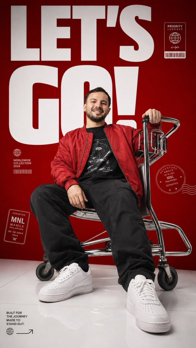 Airport Streetwear Ad with Chrome Luggage Trolley — AI result, variation 2 of 2