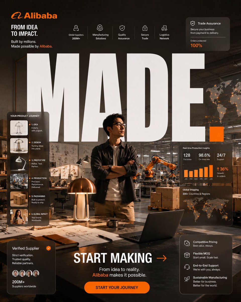 Alibaba MADE Brand Campaign Poster Prompt — AI result, variation 4 of 4