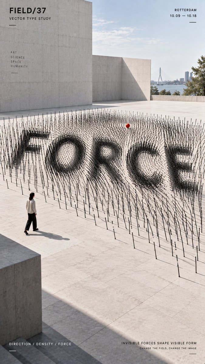 Anamorphic Typography Poster With Reflective Planes — AI result, variation 2 of 4