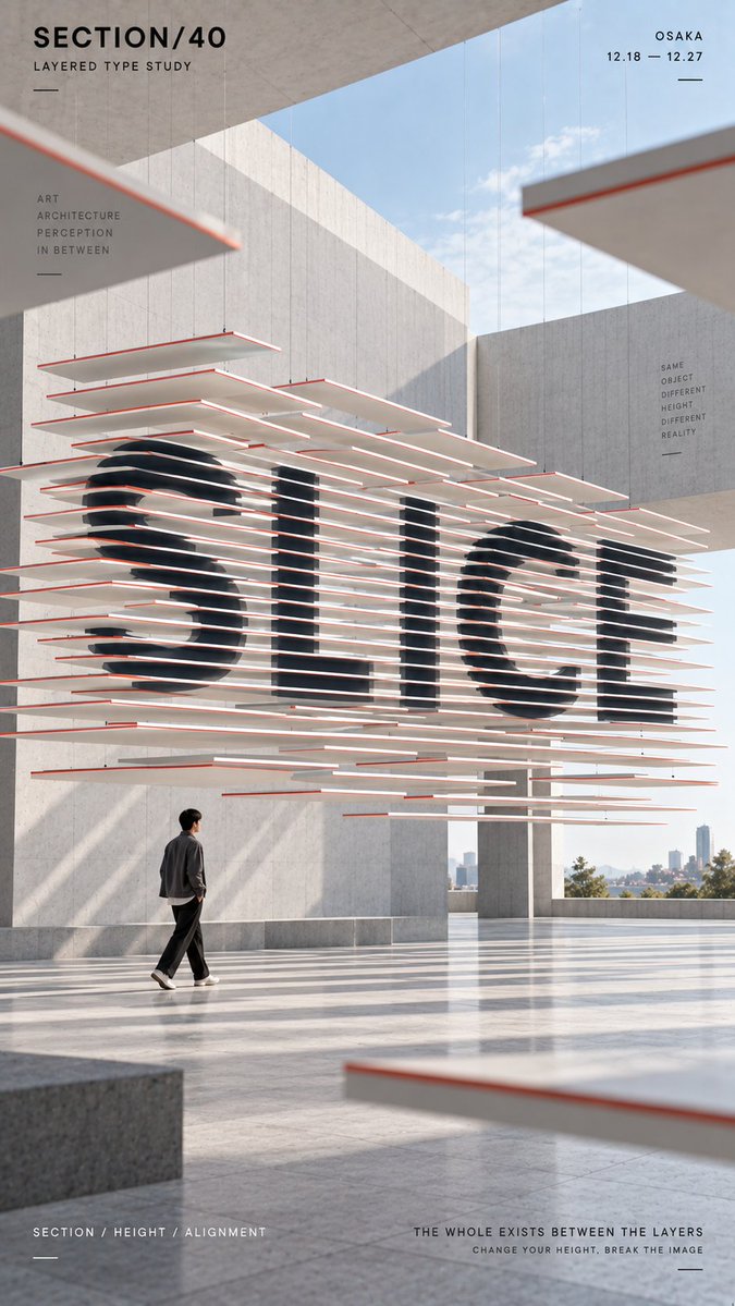 Anamorphic Typography Poster With Reflective Planes — AI result, variation 3 of 4