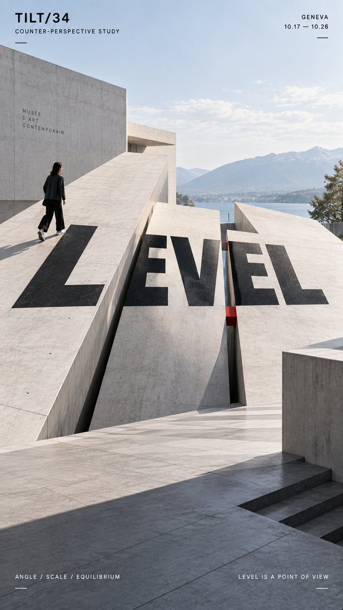Anamorphic Typography Poster With Reflective Planes — AI result, variation 4 of 4