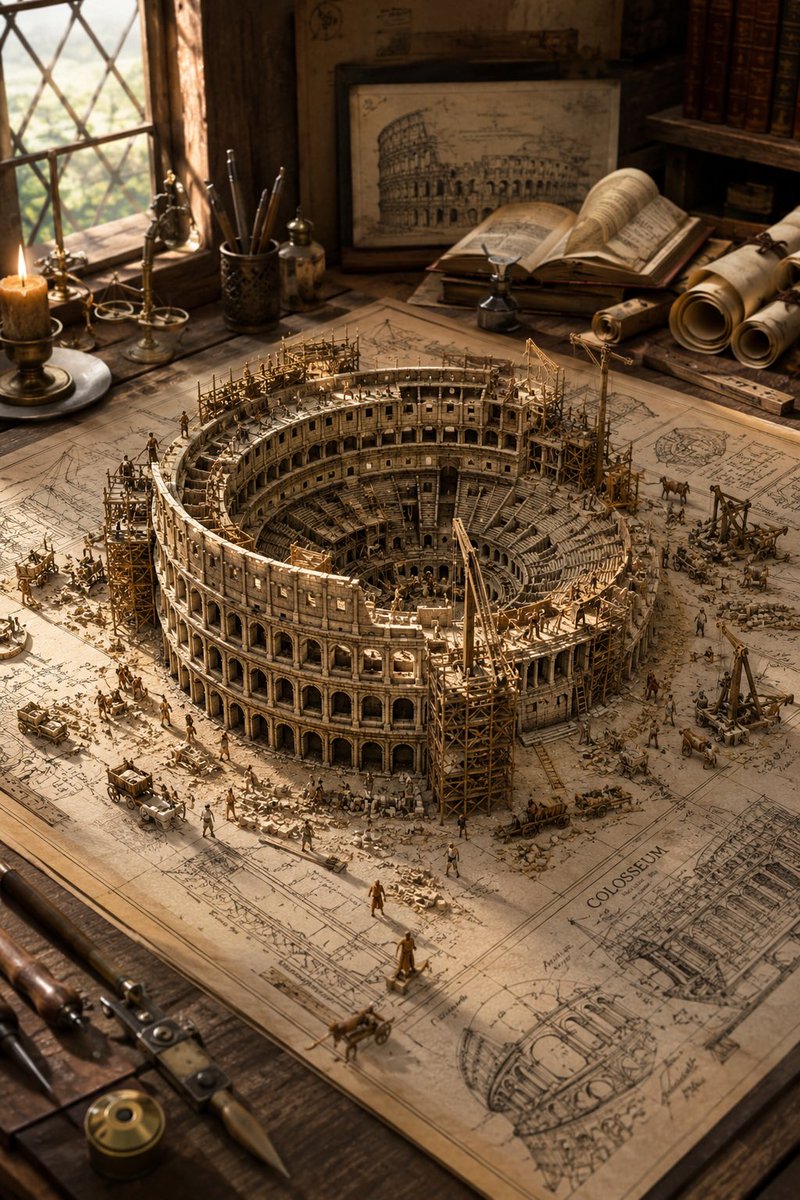 Ancient City Scale Model on Drafting Table — AI result, variation 2 of 2