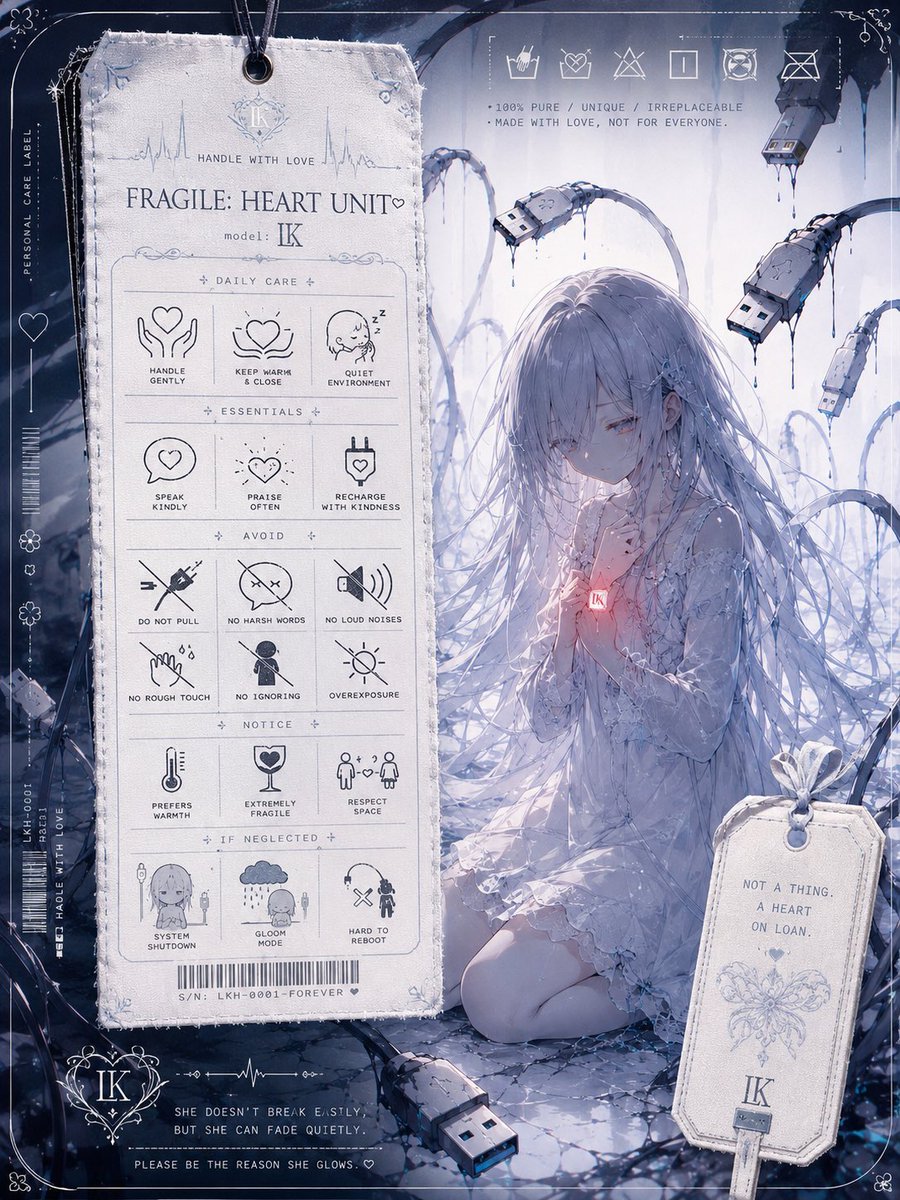 Anime Character Care Label Tag Illustration — AI result, variation 4 of 4