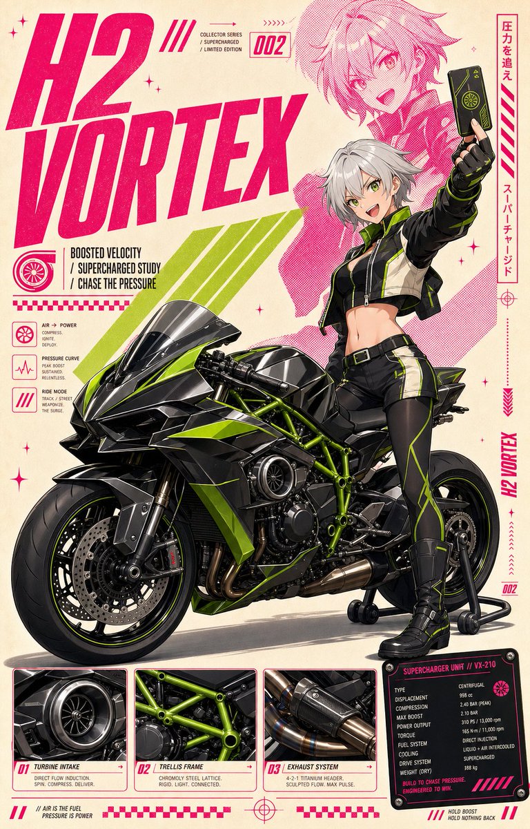 Anime Superbike Spec Sheet Poster Design — AI result, variation 3 of 4