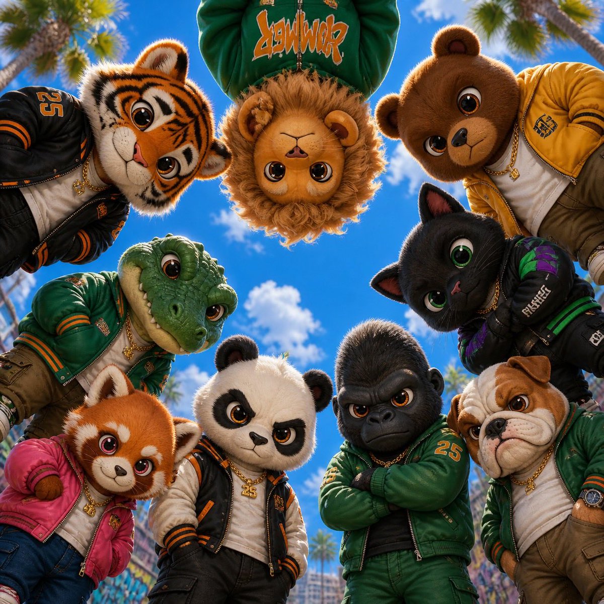 Anthropomorphic Animal Squad in Fisheye 3D — AI result, variation 2 of 2