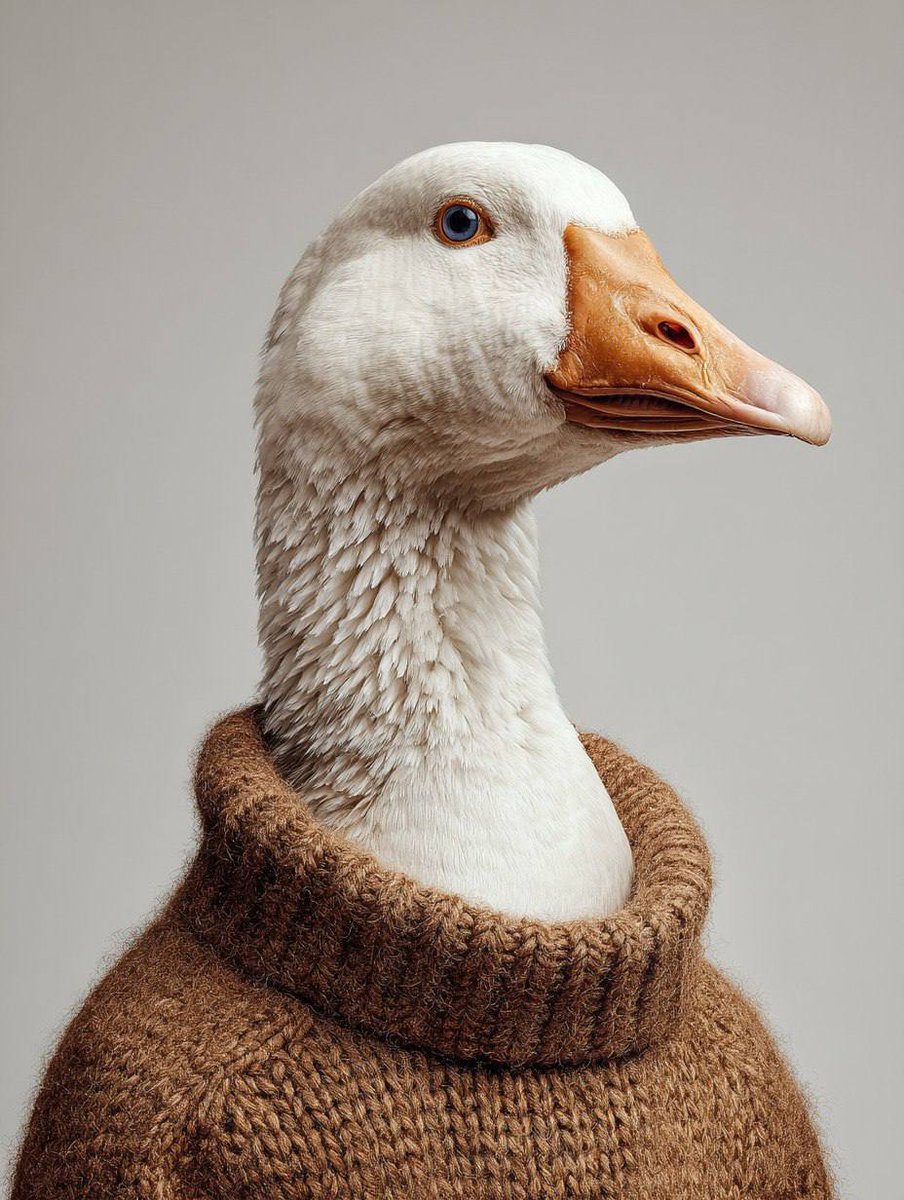 Anthropomorphic Goose in Knit Sweater Photo — AI result, variation 3 of 4