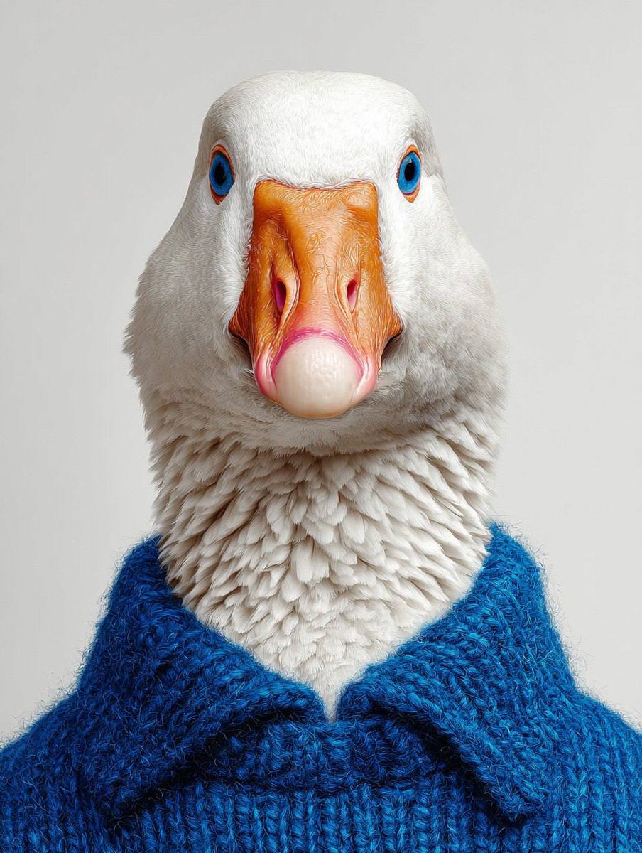 Anthropomorphic Goose in Knit Sweater Photo — AI result, variation 4 of 4