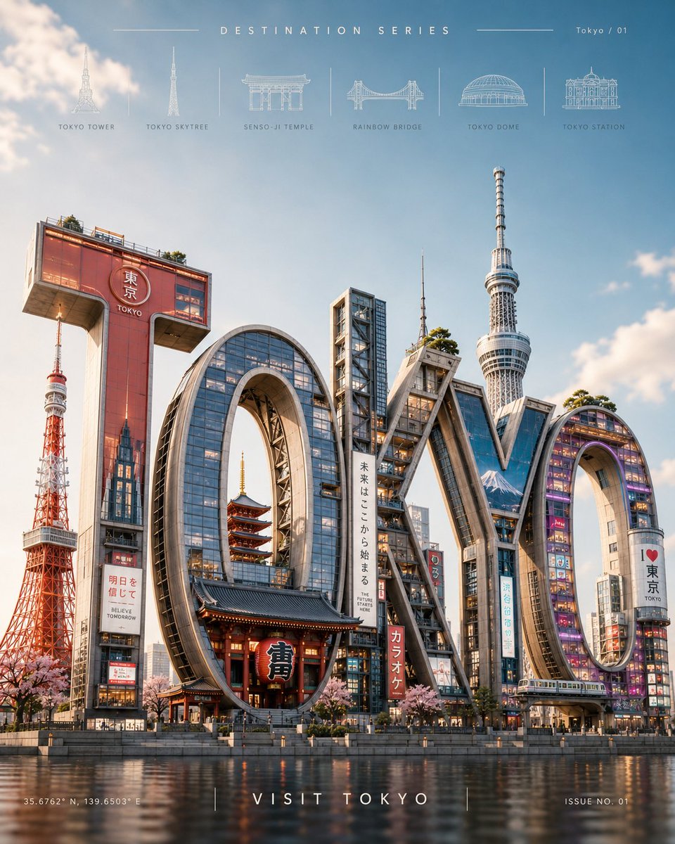 Architectural City Name 3D Destination Poster — AI result, variation 3 of 4