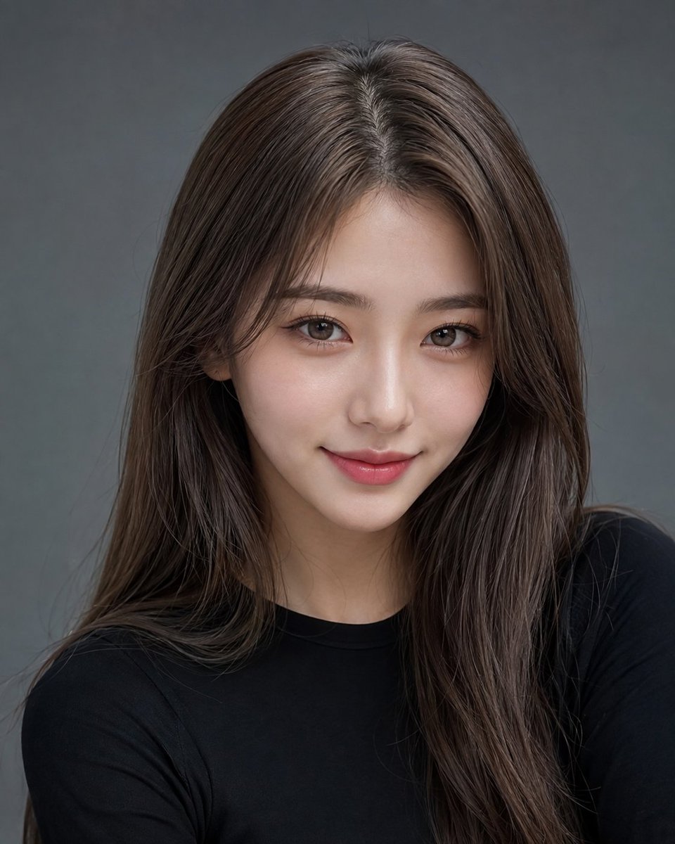 Ash-Brown Hair Studio Beauty Portrait — AI result, variation 2 of 2