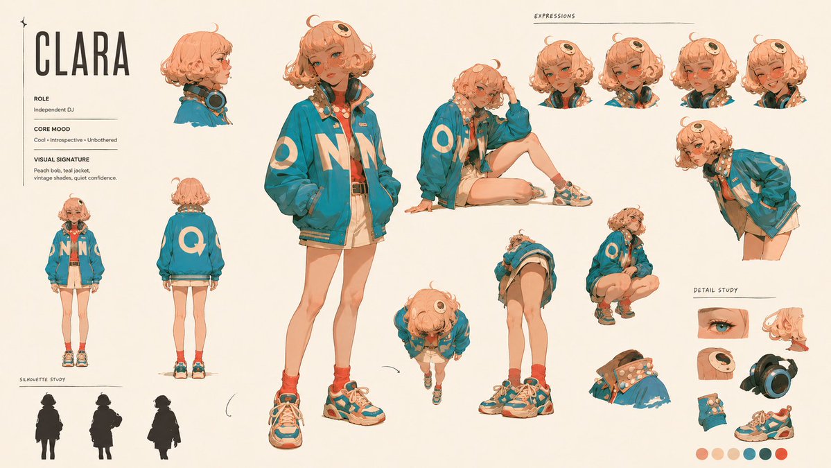 Asymmetrical Character Identity Board Artbook Layout — AI result, variation 2 of 4