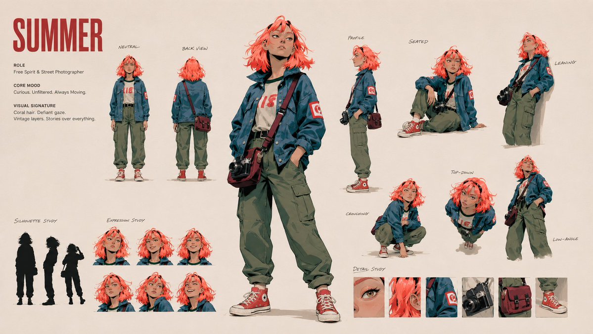 Asymmetrical Character Identity Board Artbook Layout — AI result, variation 3 of 4