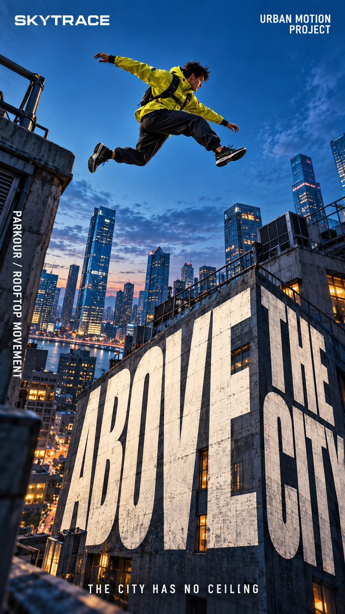 Athlete Action Poster With Perspective Typography — AI result, variation 3 of 4