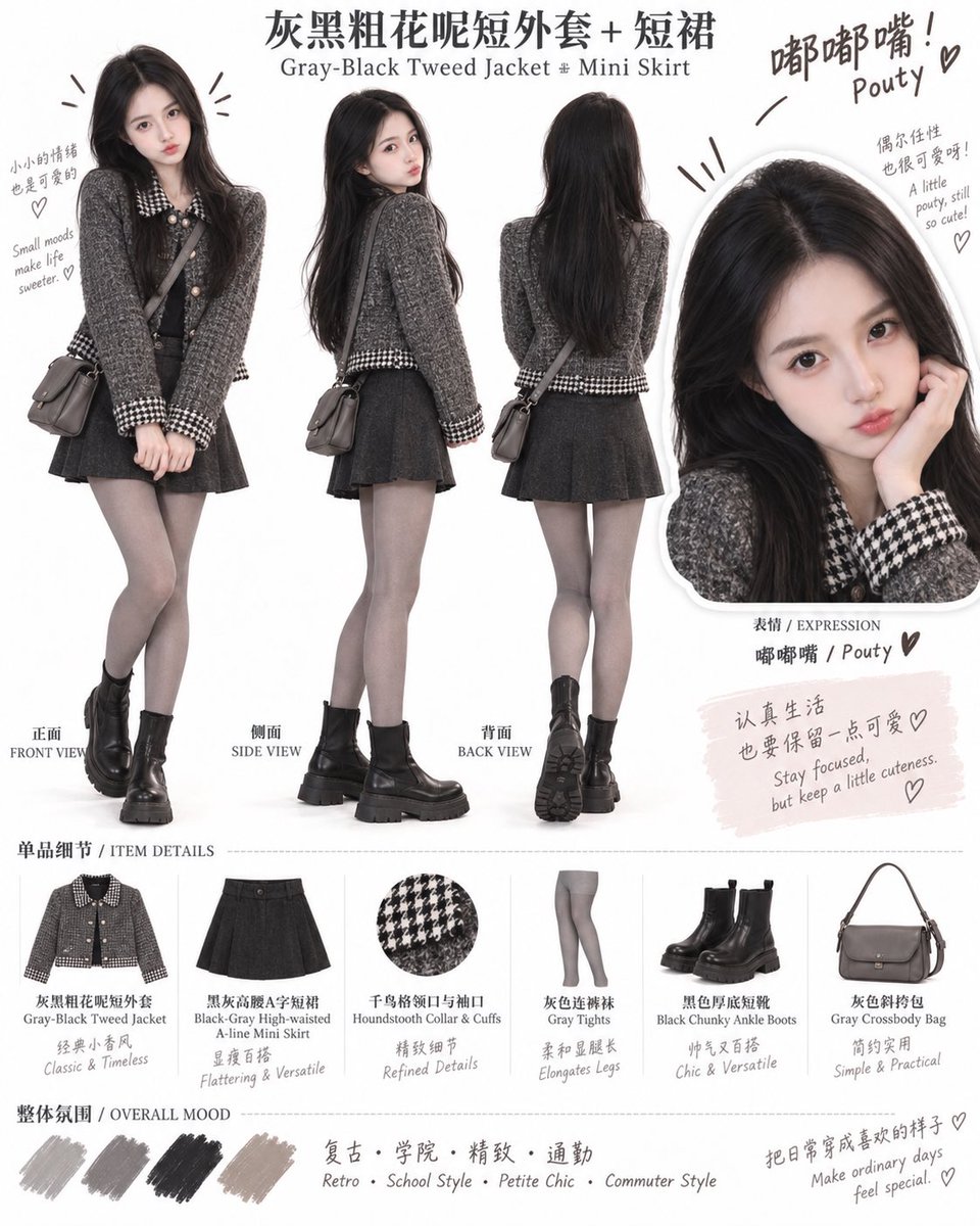 Autumn Winter Lookbook Model Sheet in Three Views — AI result, variation 4 of 4
