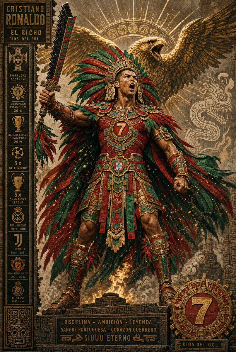 Aztec Warrior Footballer Poster in Codex Style — AI result, variation 2 of 4