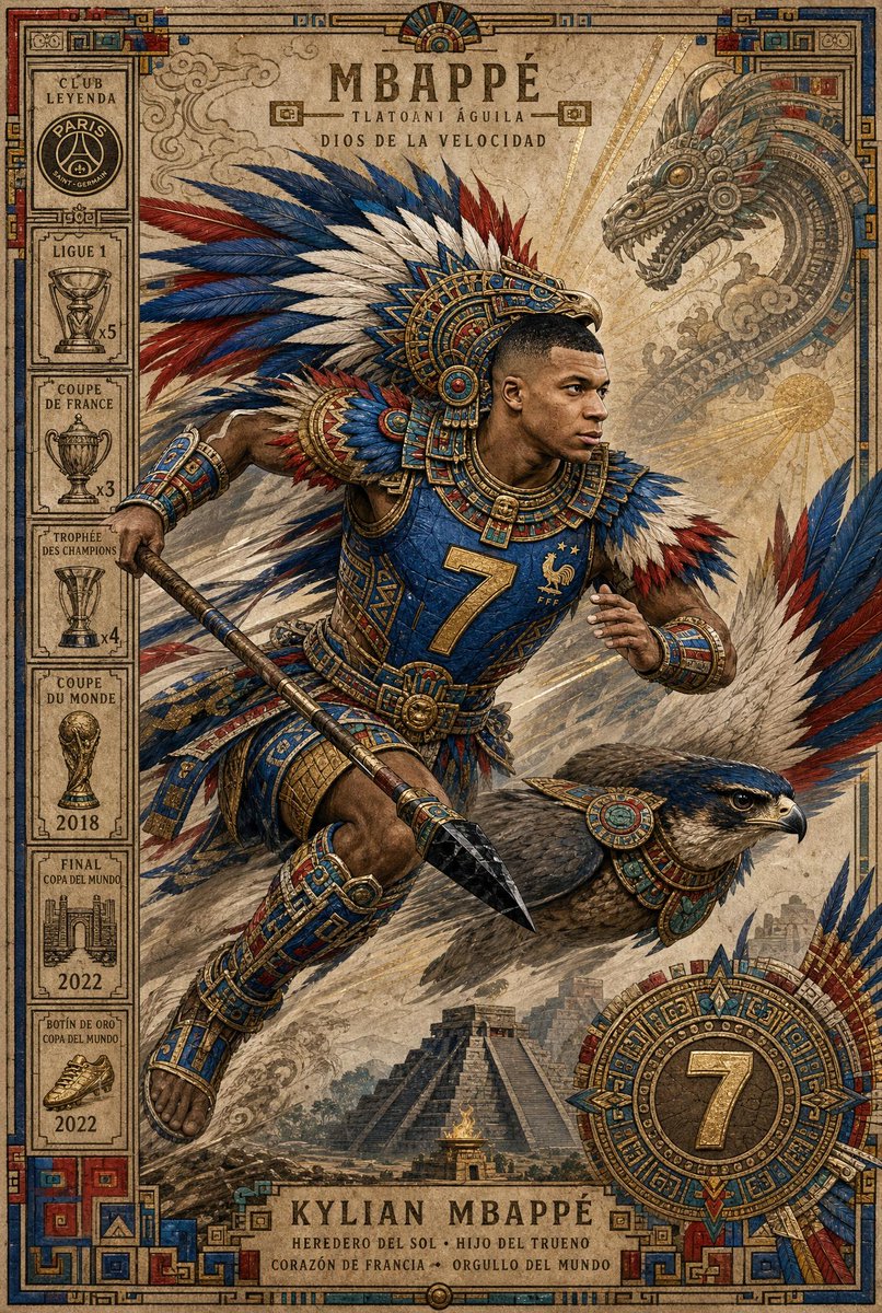 Aztec Warrior Footballer Poster in Codex Style — AI result, variation 3 of 4