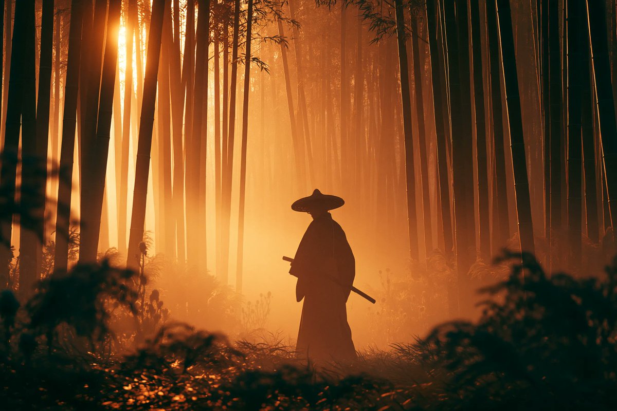 Backlit Figure in Hazy Landscape Cinematic Photo — AI result, variation 4 of 4
