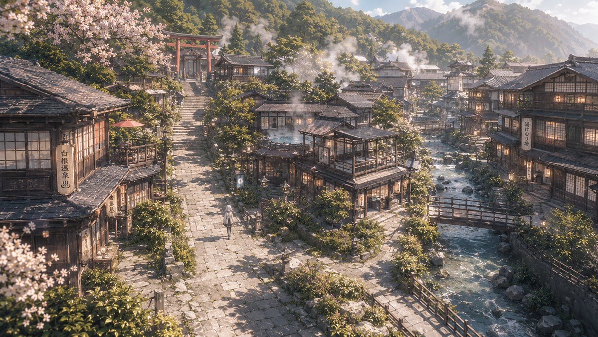 Bird's-Eye 3D Town Around a Lone Figure — AI result, variation 4 of 4