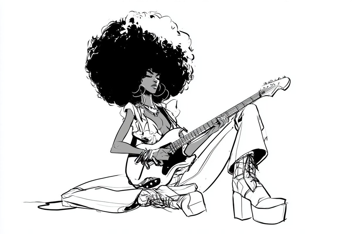 Black and White 1970s Ink Animation Drawing — AI result, variation 2 of 4