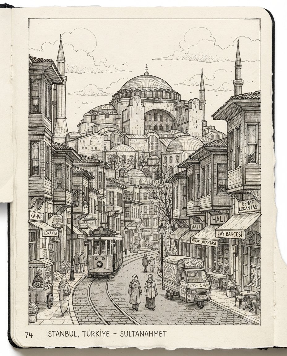 Black and White Architectural Street Sketch Prompt — AI result, variation 3 of 4