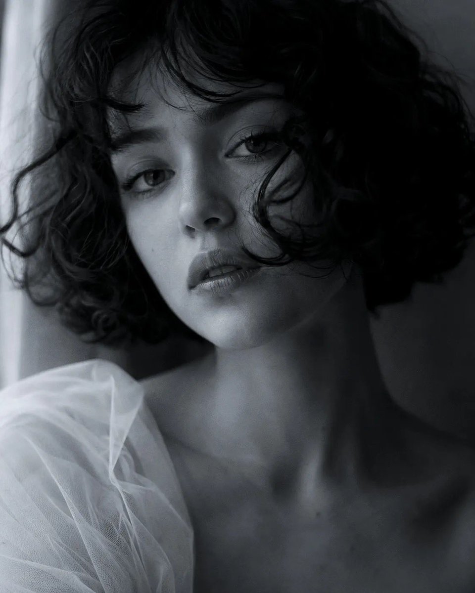 Black and White Curly Bob Window Portrait — AI result, variation 2 of 4