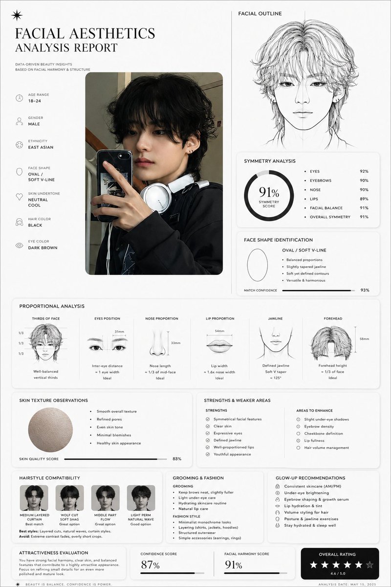 Black and White Facial Analysis Report Design — AI result, variation 2 of 2