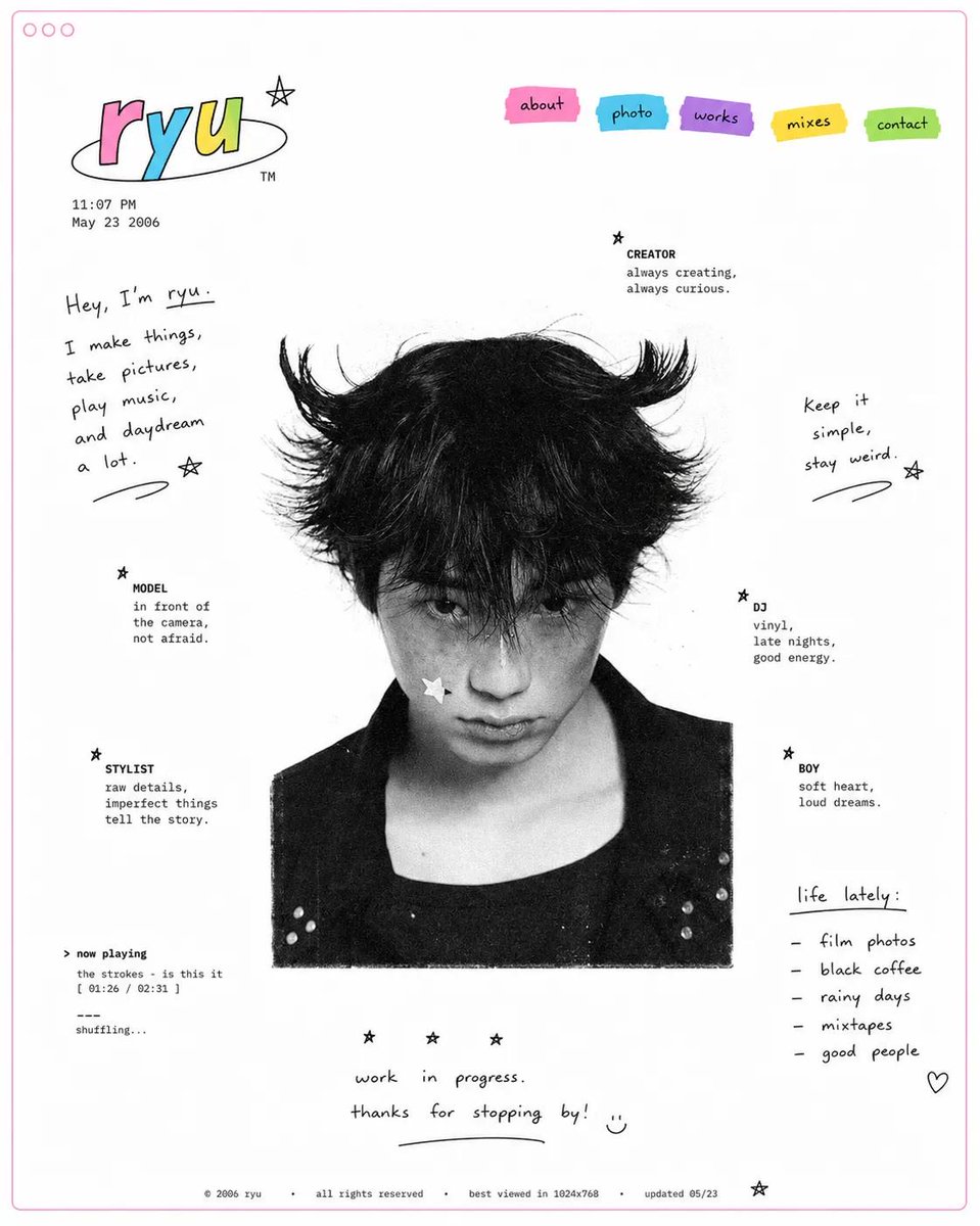 Black-and-White Portrait Web Profile Layout — AI result, variation 3 of 3