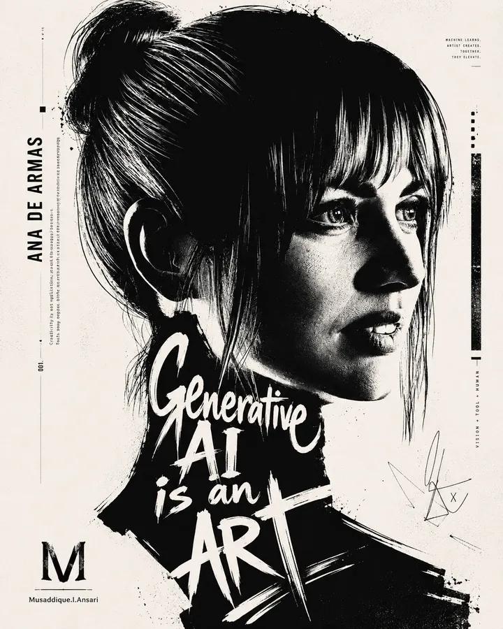 Black and White Typographic Editorial Portrait Poster — AI result, variation 4 of 4