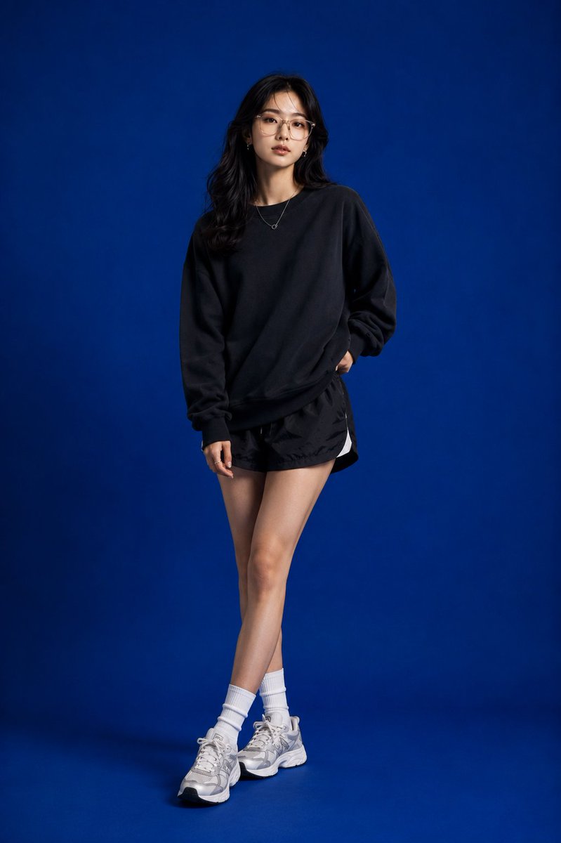 Blue Studio Editorial Fashion Portrait Prompt — AI result, variation 2 of 4