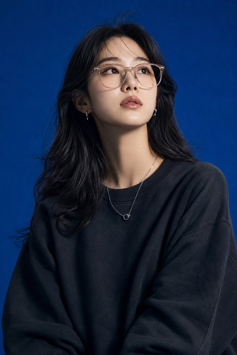 Blue Studio Editorial Fashion Portrait Prompt — AI result, variation 3 of 4