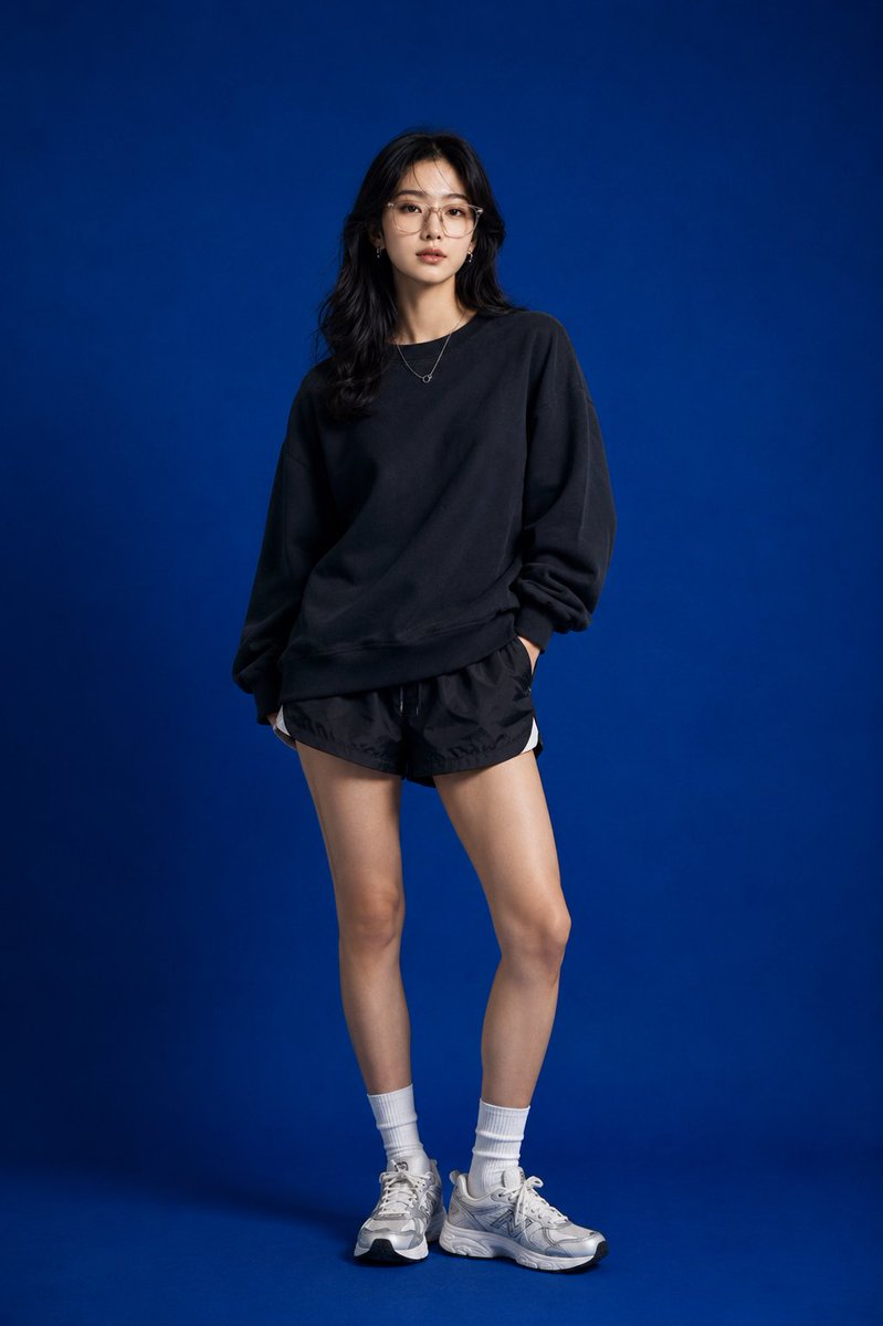 Blue Studio Editorial Fashion Portrait Prompt — AI result, variation 4 of 4