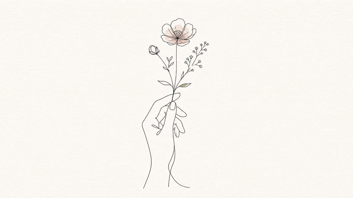 Botanical Monoline Line Drawing for Stationery — AI result, variation 3 of 4