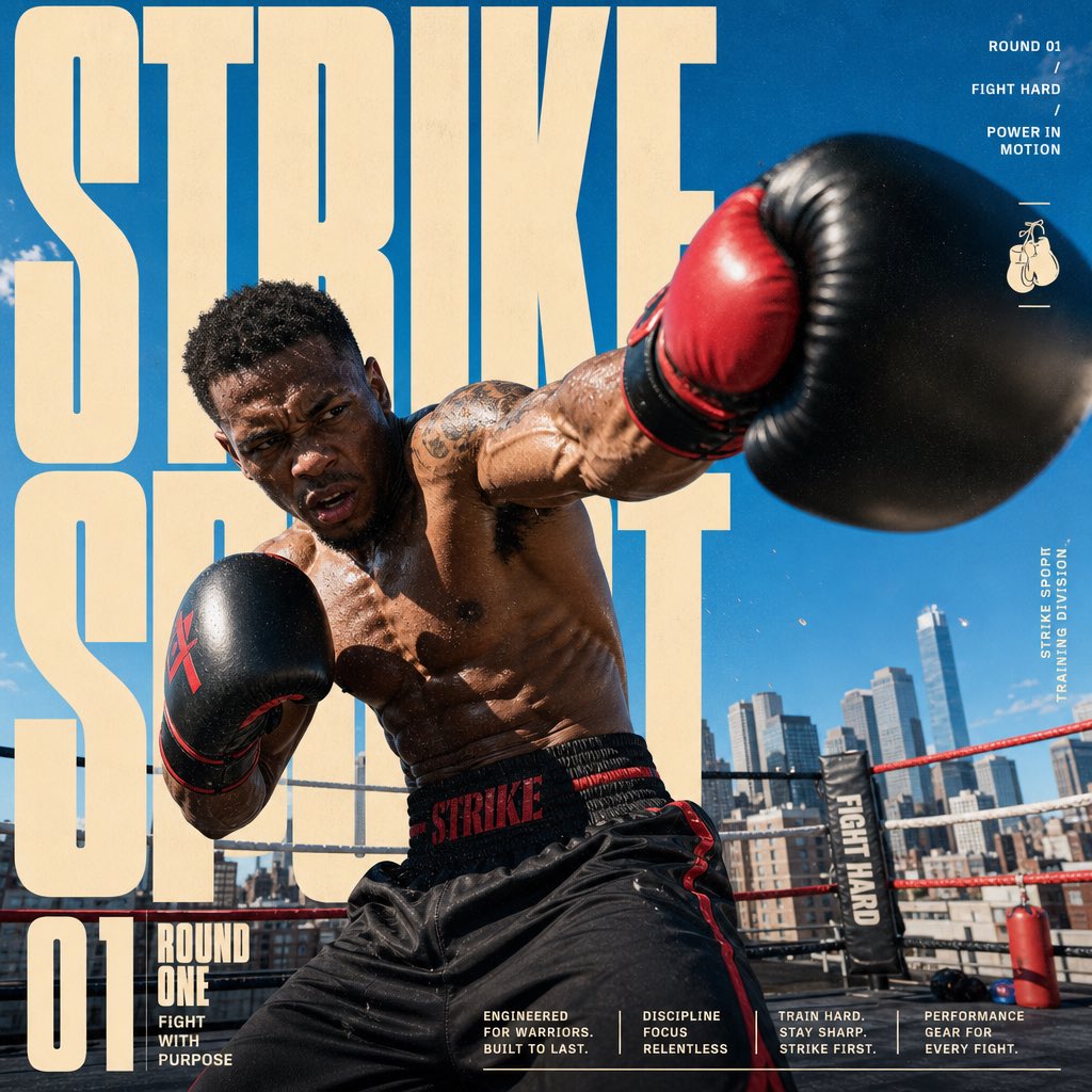 Boxing Action Poster With Giant Cream Type — AI result, variation 3 of 3