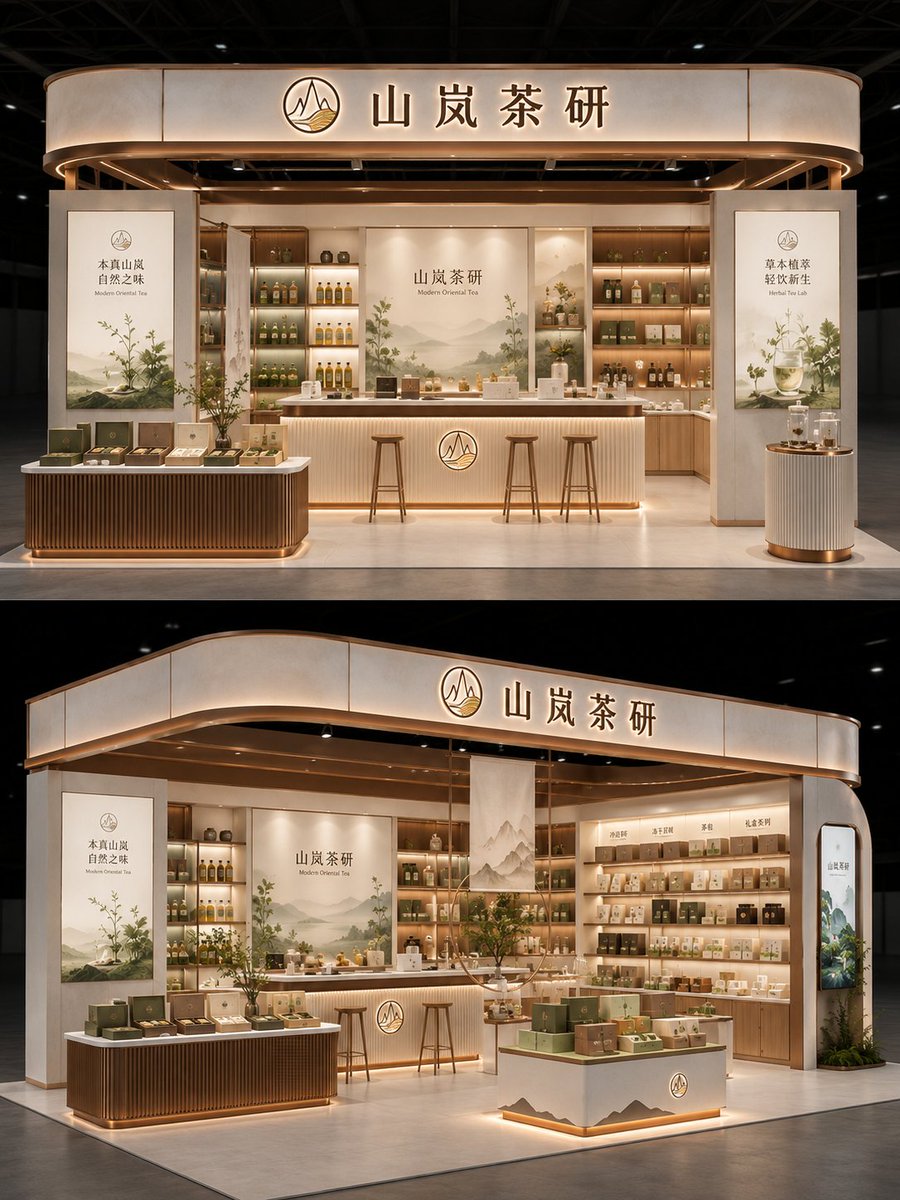 Brand Exhibition Booth Concept Render Template — AI result, variation 2 of 4