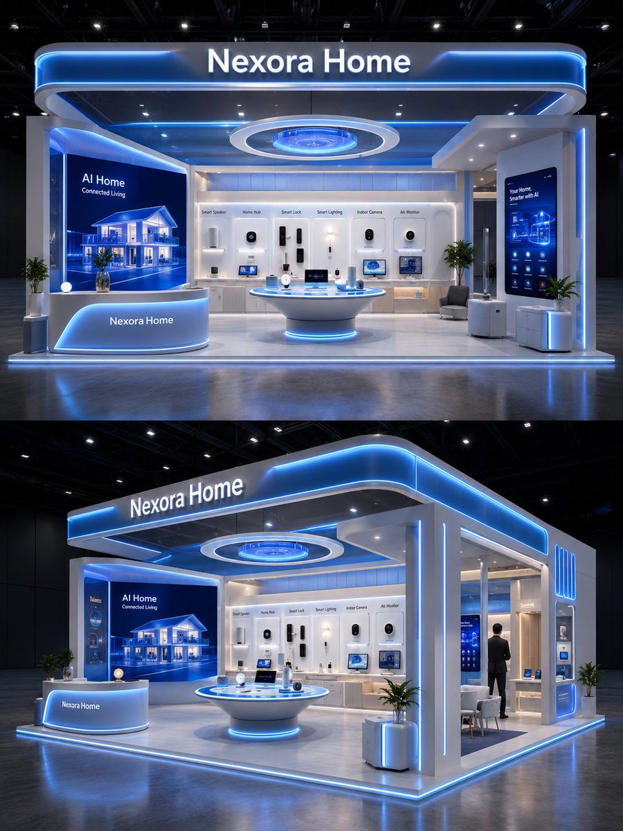 Brand Exhibition Booth Concept Render Template — AI result, variation 4 of 4