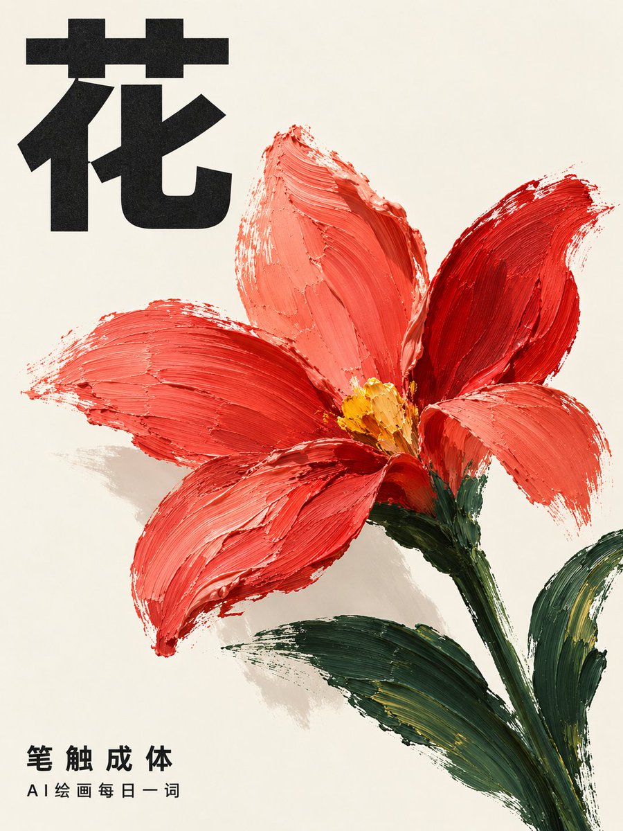 Brushstroke Flower Poster With Bold Chinese Type — AI result, variation 4 of 4