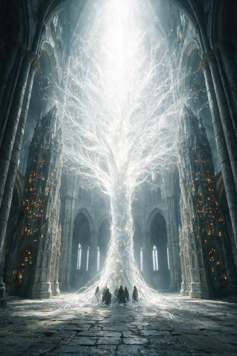 Cable Tree Inside Stone Cathedral Render — AI result, variation 2 of 4