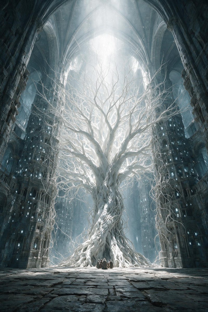 Cable Tree Inside Stone Cathedral Render — AI result, variation 3 of 4