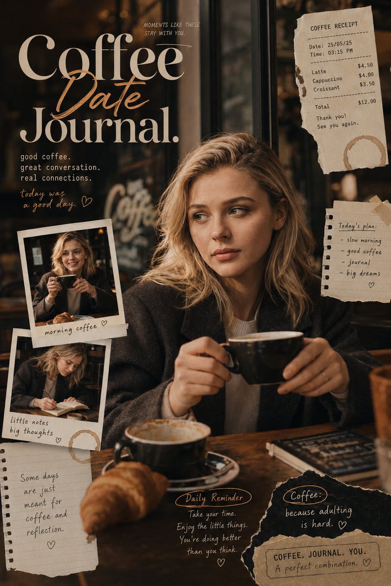 Café Journal Editorial Poster With Scrapbook Layers — AI result, variation 2 of 2