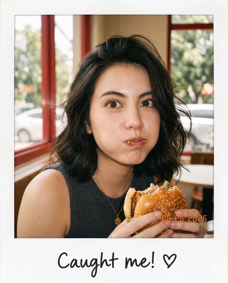 Candid Café Portrait in Vintage Polaroid Style — AI result, variation 3 of 4