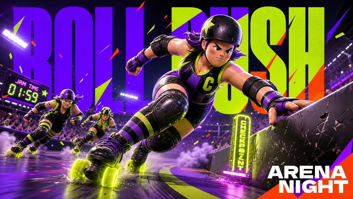 Cartoon Athlete Sports Poster with 3D Stadium — AI result, variation 2 of 4