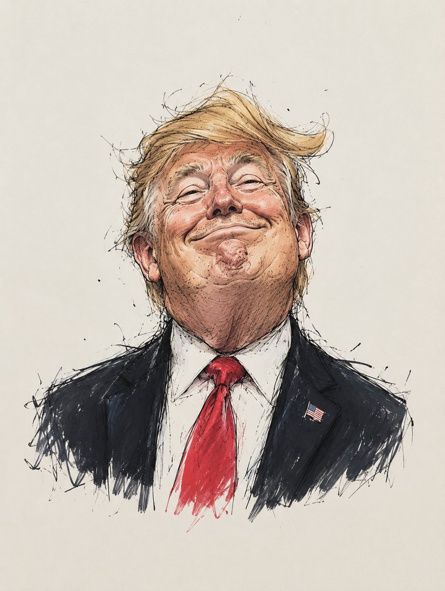 Celebrity Caricature Portraits in Ink and Watercolor — AI result, variation 2 of 4