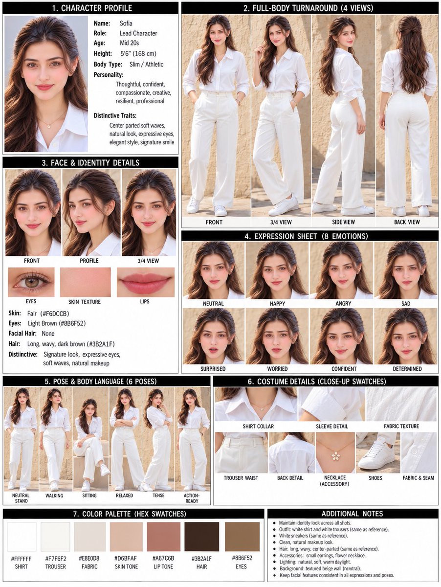 Character Reference Sheet With Consistent Identity Views — AI result, variation 2 of 2