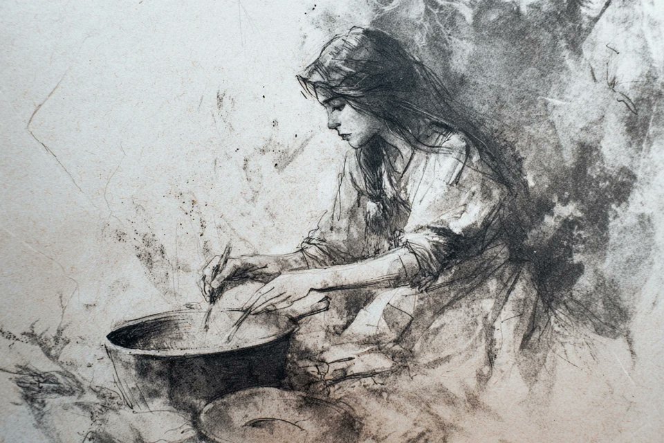 Charcoal Sketch Portrait With Smudged Background — AI result, variation 2 of 4