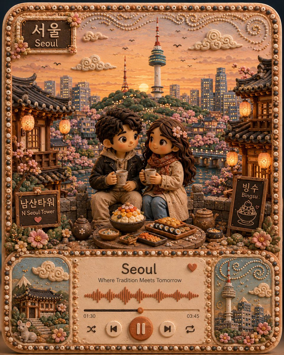 Chibi Clay Couple Travel Scene in Matte Plasticine — AI result, variation 2 of 3