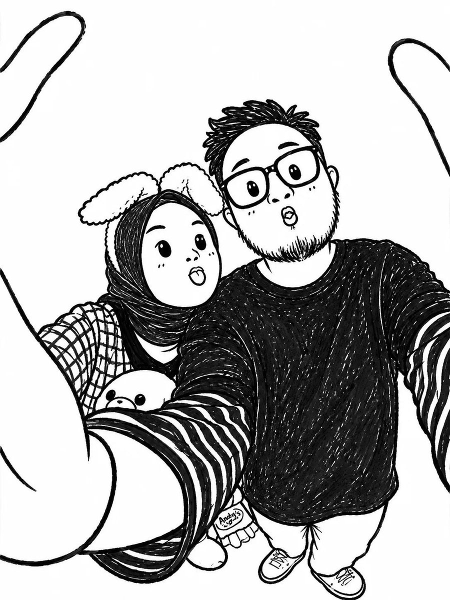 Chibi Family Portrait in Black Ink Doodle — AI result, variation 2 of 4
