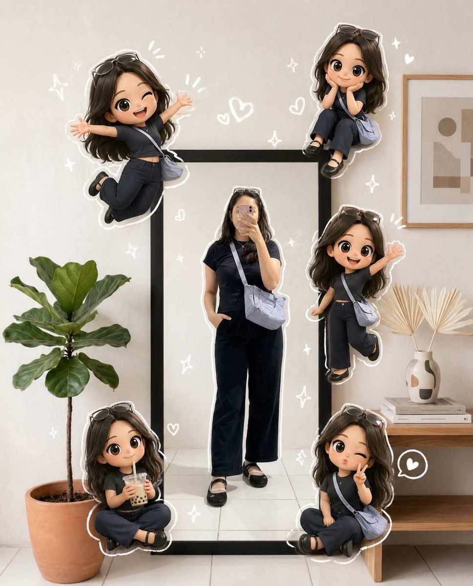 Chibi Mini-Me Mirror Selfie With Clothing Store Scene — AI result, variation 2 of 2