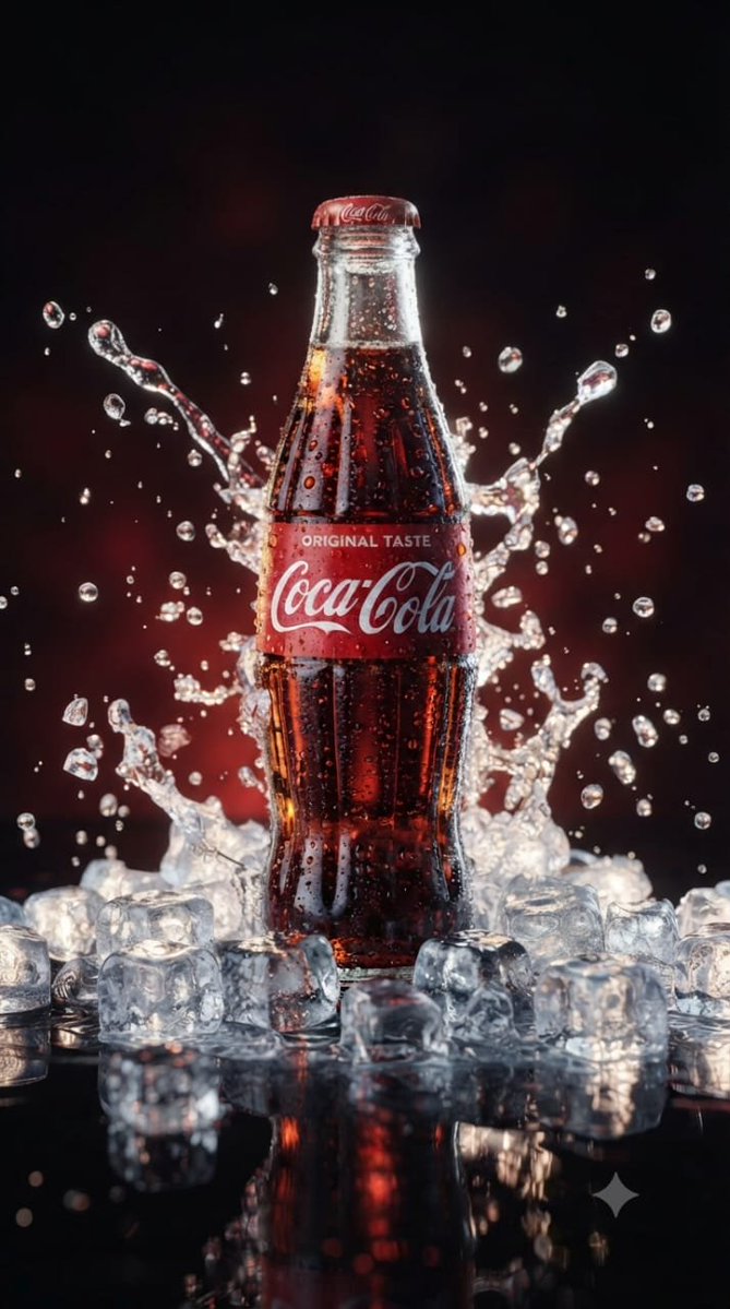 Source image for the AI video “Chilled Cola Bottle Commercial in Slow Motion”